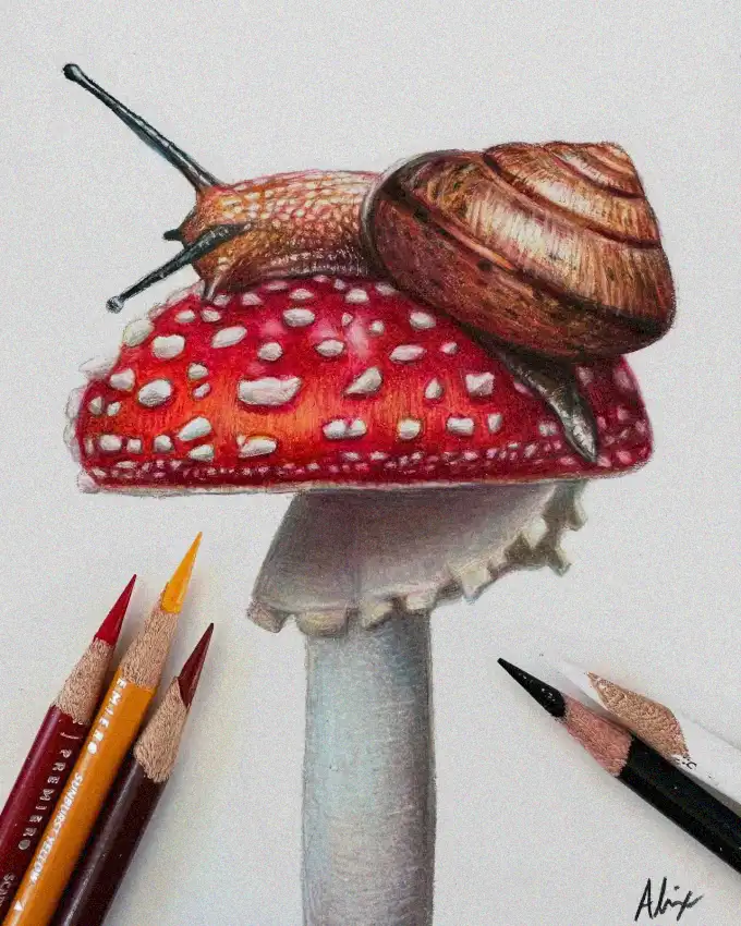 Snail's Rest on Vivid Mushroom Canvas