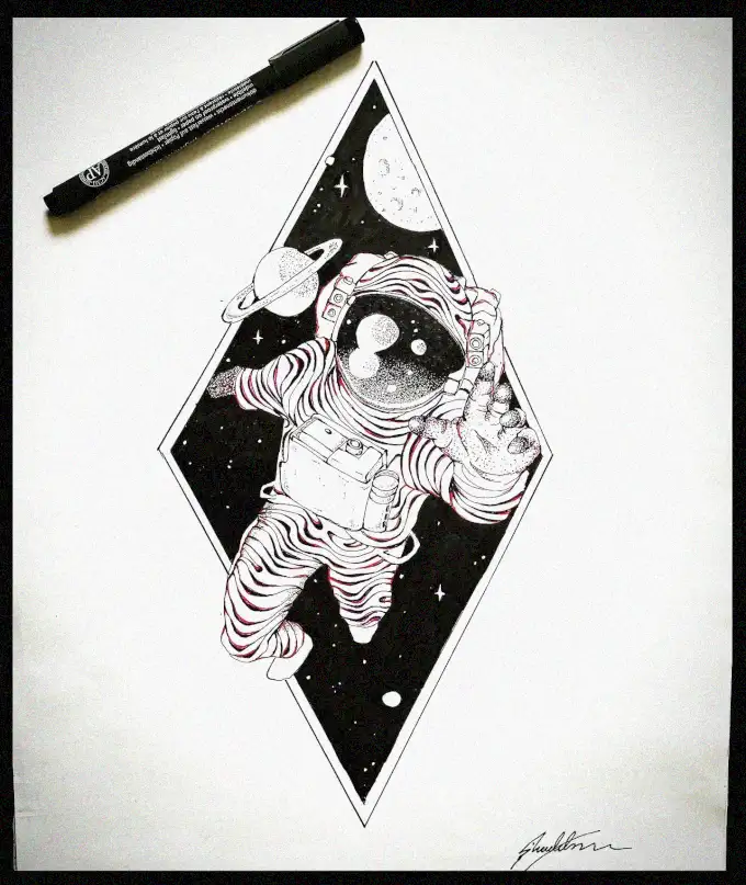 Astronaut's Peace Amid Celestial Wonders