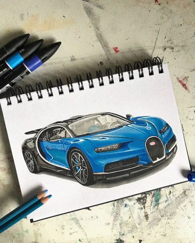 Vibrant Blue Sports Car Artistry