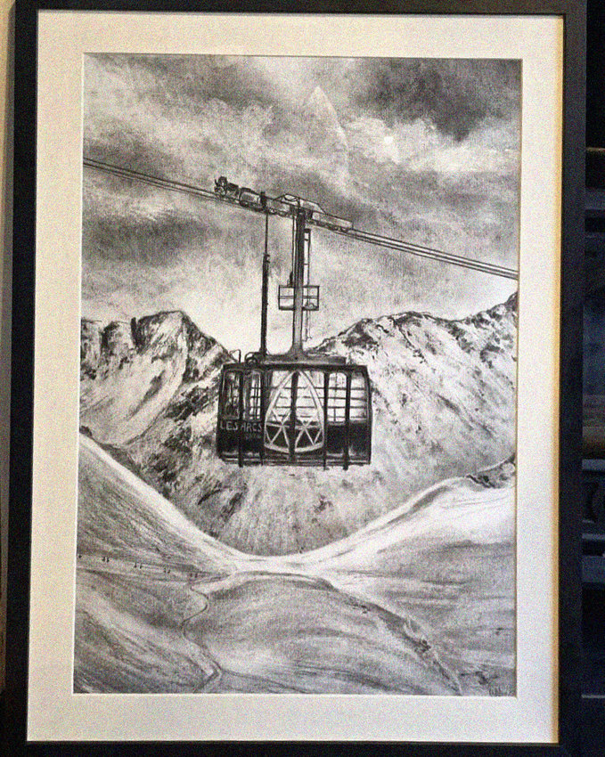 Cable Car Journey Beneath Heavy Skies