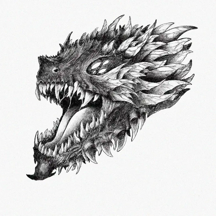 Fury Unleashed: Monochrome Dragon Detail